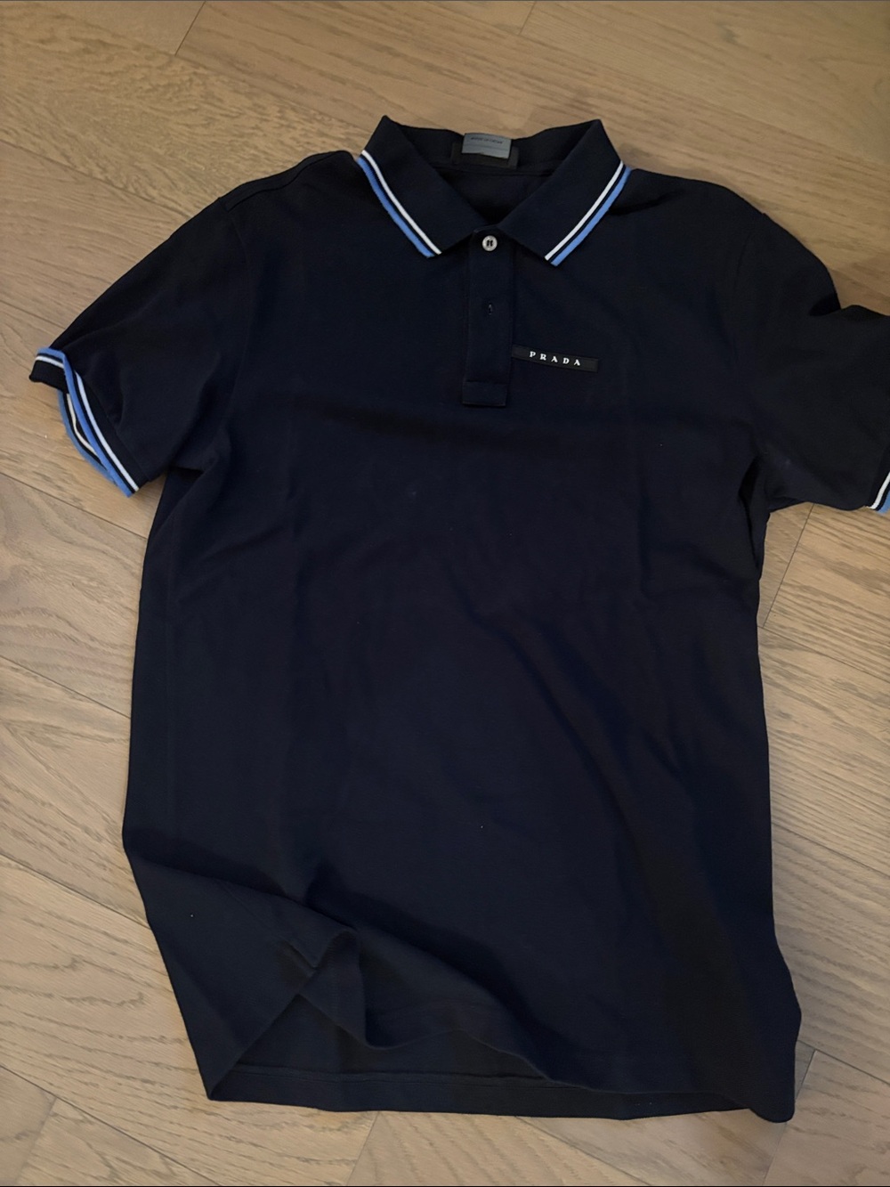 Prada Navy Polo with White and Light Blue Trim